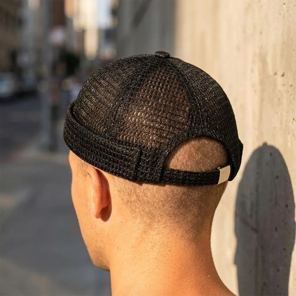 Hip-Hop Kappe Docker Mütze Fahrradkappe Atmungsaktive Mesh-Mütze ohne Krempe Melonenhaut-Hut Sommer Mesh Brimless Docker Kappe – Detail 10