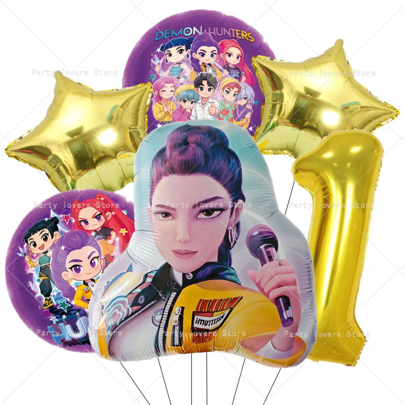 Anime-Figur Geburtstagszahlen 1-9 Ballon-Set Niedliche Party-Deko Luftballons 6 Stück Aluminiumfolie Ballon Deko-Werkzeug Foto-Requisiten Geschenk