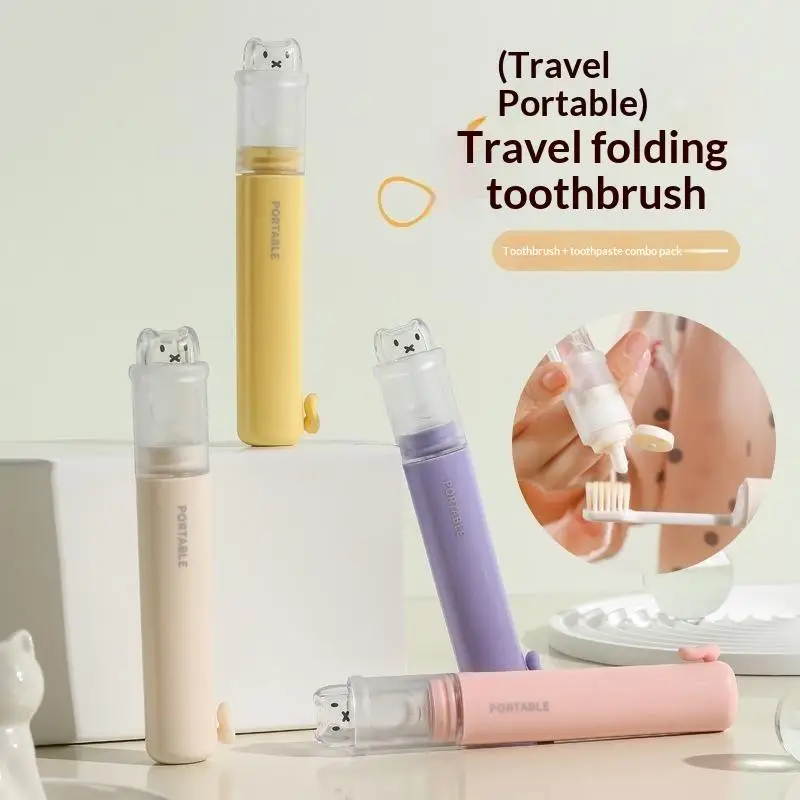 1 Piece - Convenient Toothbrush Travel Container, 2-in-1 Folding Toothbrush Set - Small And Convenient - Essential For Business
