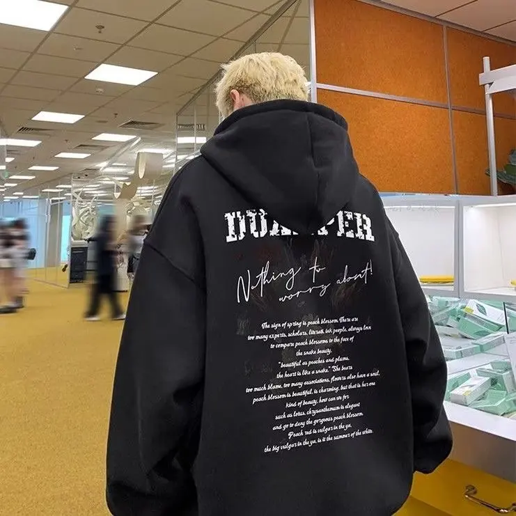 

Свитер с капюшоном в американском стиле ретро, мужской весенне-осенне-зимний новый модный брендовый универсальный тяжелый пуловер, бархатная толстая куртка