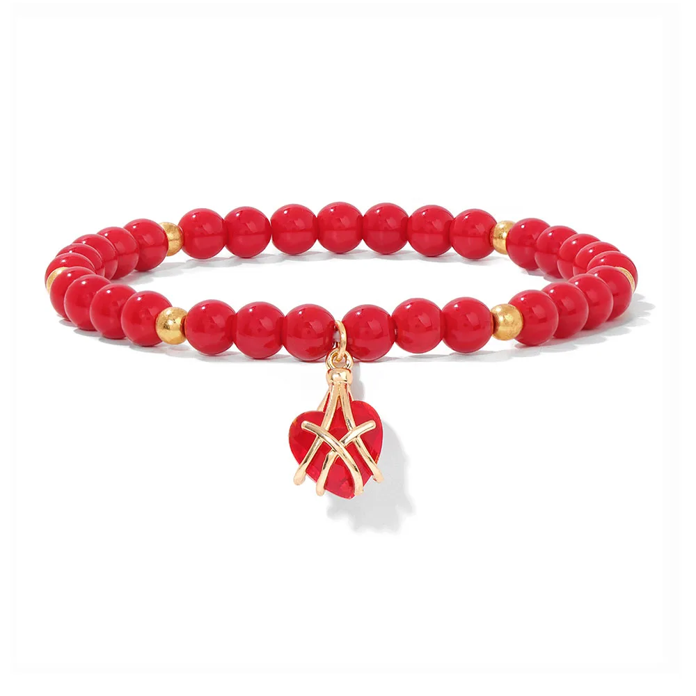 Großhandel Naturstein Rosa Rosenquarz Perlen Armband Frauen Tigerauge Katzenauge Perlen Herz Anhänger Armbänder Heilung Schmuck – Detail 10