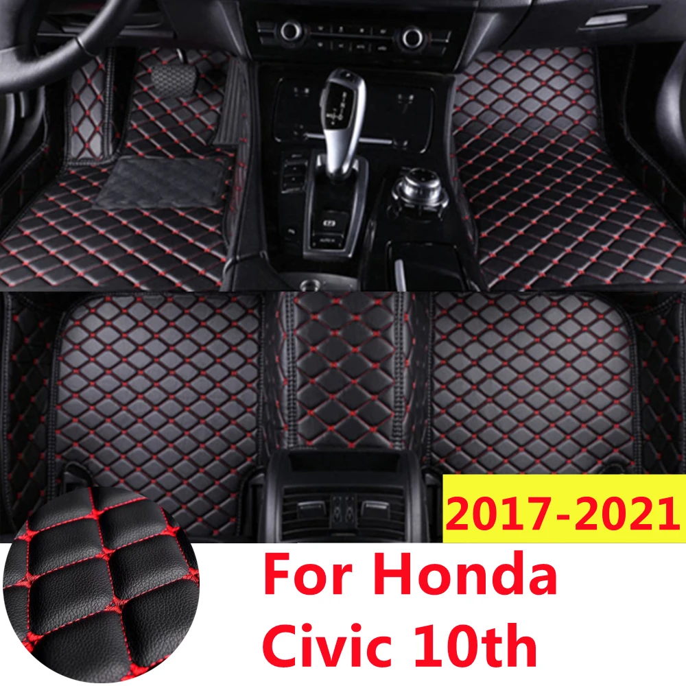 SJ Full Set Custom Car Floor Mats Fit For Honda Civic 10TH 2021 2020 2019 2018 2017 Front & Rear Floor Liner Styling Auto Parts