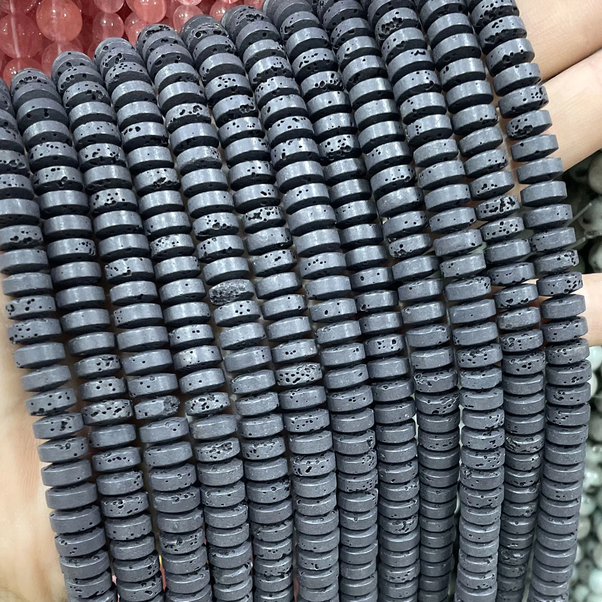 Natürliche Stein Vulkanischen Lava Zylinder Räder Platz Runde Herz Form Spacer Perlen Für Schmuck Machen Diy Armband Zubehör – Detail 6