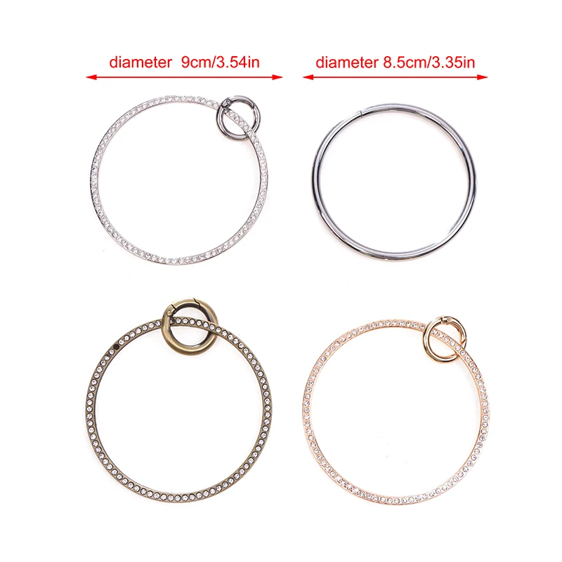 Pulseira de metal com diamante de 9cm, alça redonda de metal para bolsa, substituição de alça, acessórios de hardware de produção diy