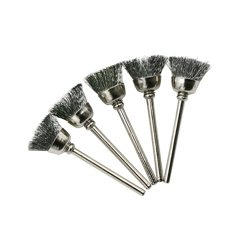 15PCs Various Shapes Wire Brushes Wheel Stainless Steel Brush Wheel with 1/8'' Shank for Rotary Tool