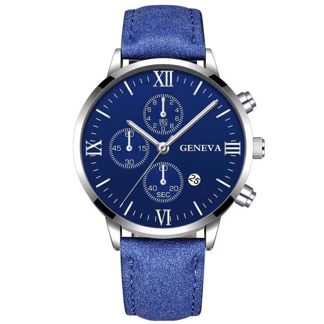 Fashion Geneva Men Date Alloy Case Synthetic Leather Analog Quartz Sport Watch Male Clock Top Brand Luxury Relogio Masculino