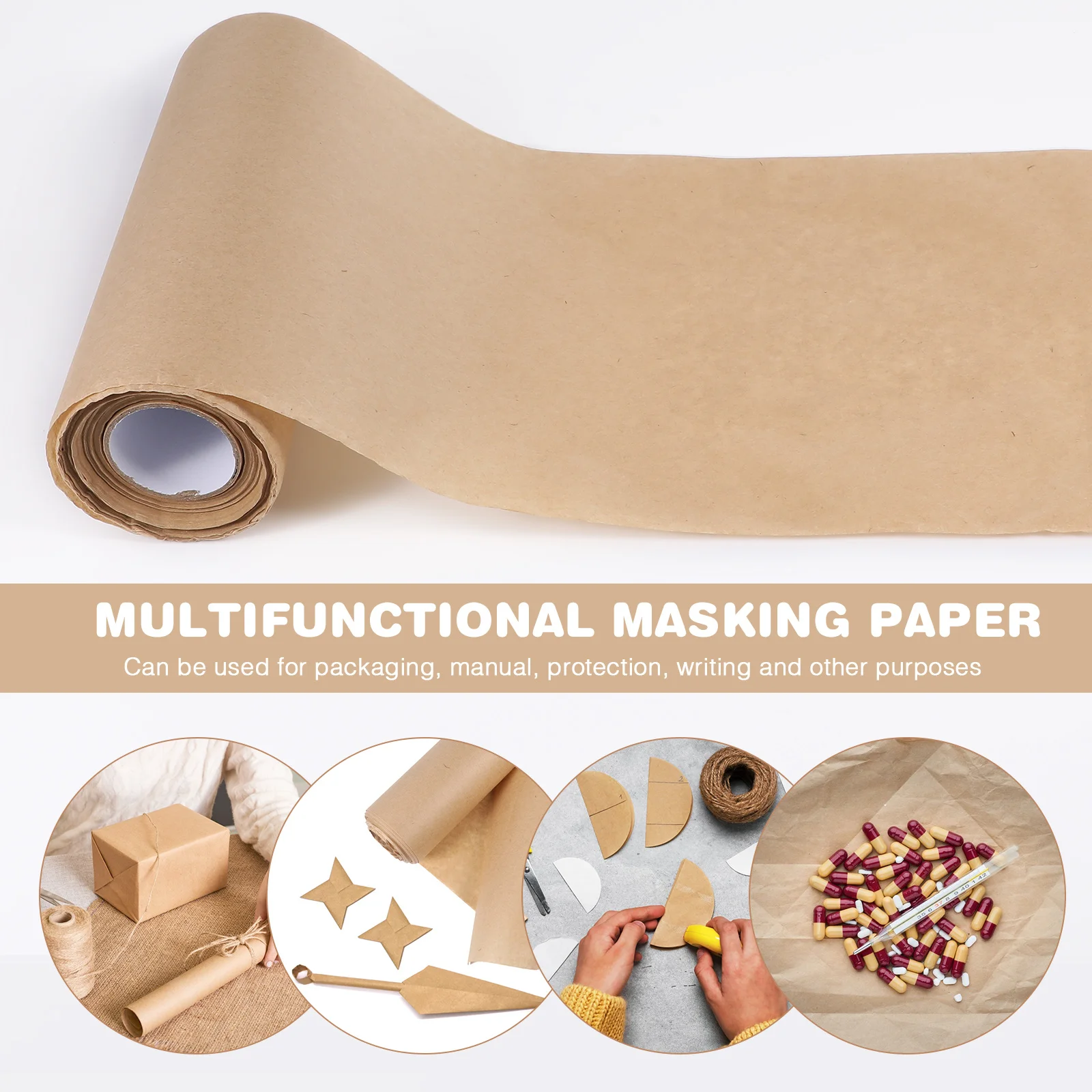 1 لفة من ورق الكرافت السميك بدون خياطة باللون البني، لفة كبيرة الحجم لتغليف الزهور وتغليف الزهور