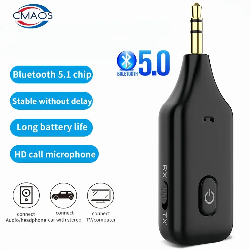 Adattatore trasmettitore ricevitore Bluetooth 5.0 Wireless 2 in 1 Jack da 3.5mm per musica per auto Audio Aux A2dp ricevitore per cuffie vivavoce