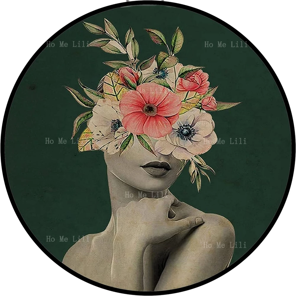 Be Kind To Your Mind Floral Black Woman Round Metal Tin Sign Rustic Wall Decor Plaque