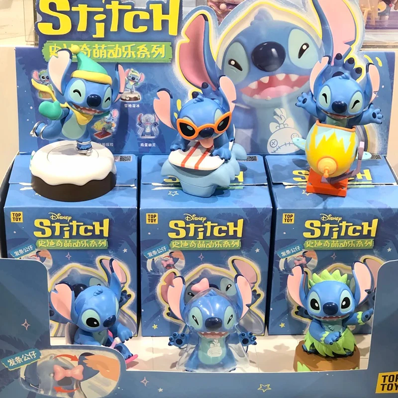 

New Genuine Stitch Mengdongle Series Blind Box Cute Happy Swing Stitch Mystery Box Trendy Toys Collectible Models As Gift