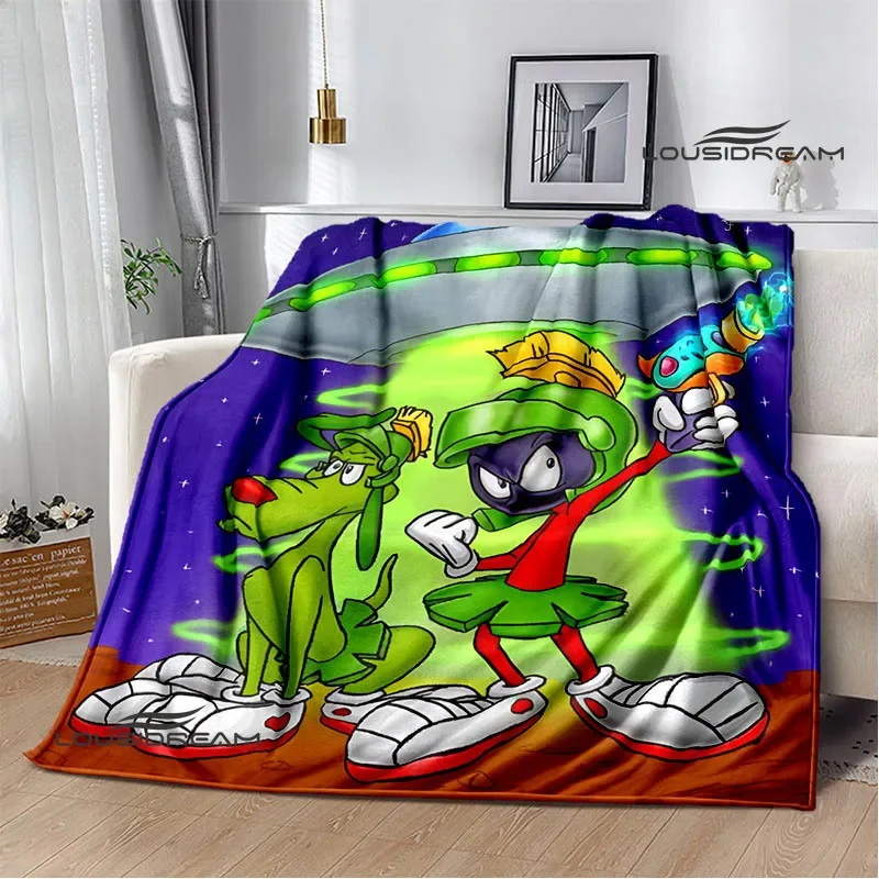 Marvin The Martian cartoon print Blanket Children's warm blankets Flannel Soft and Comfortable Home Travel Blanket Birthday Gift