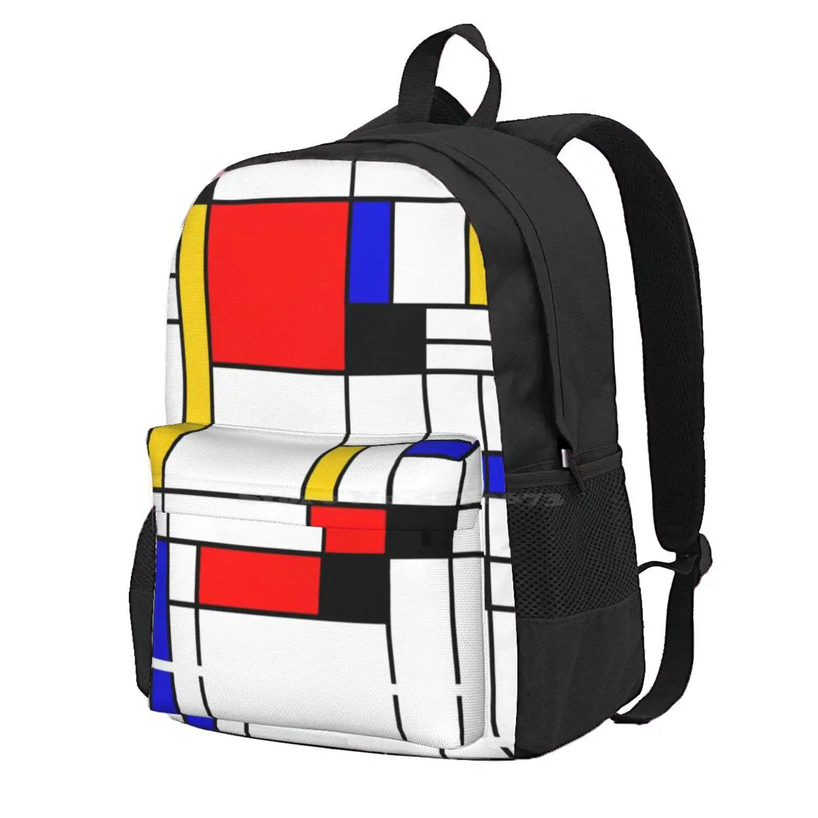 Bauhouse Mondriaan Stijl Hot Sale Schooltas Rugzak Mode Tassen Modern Blauw Rood Geel Zwart Wit Nederland Kleurrijk