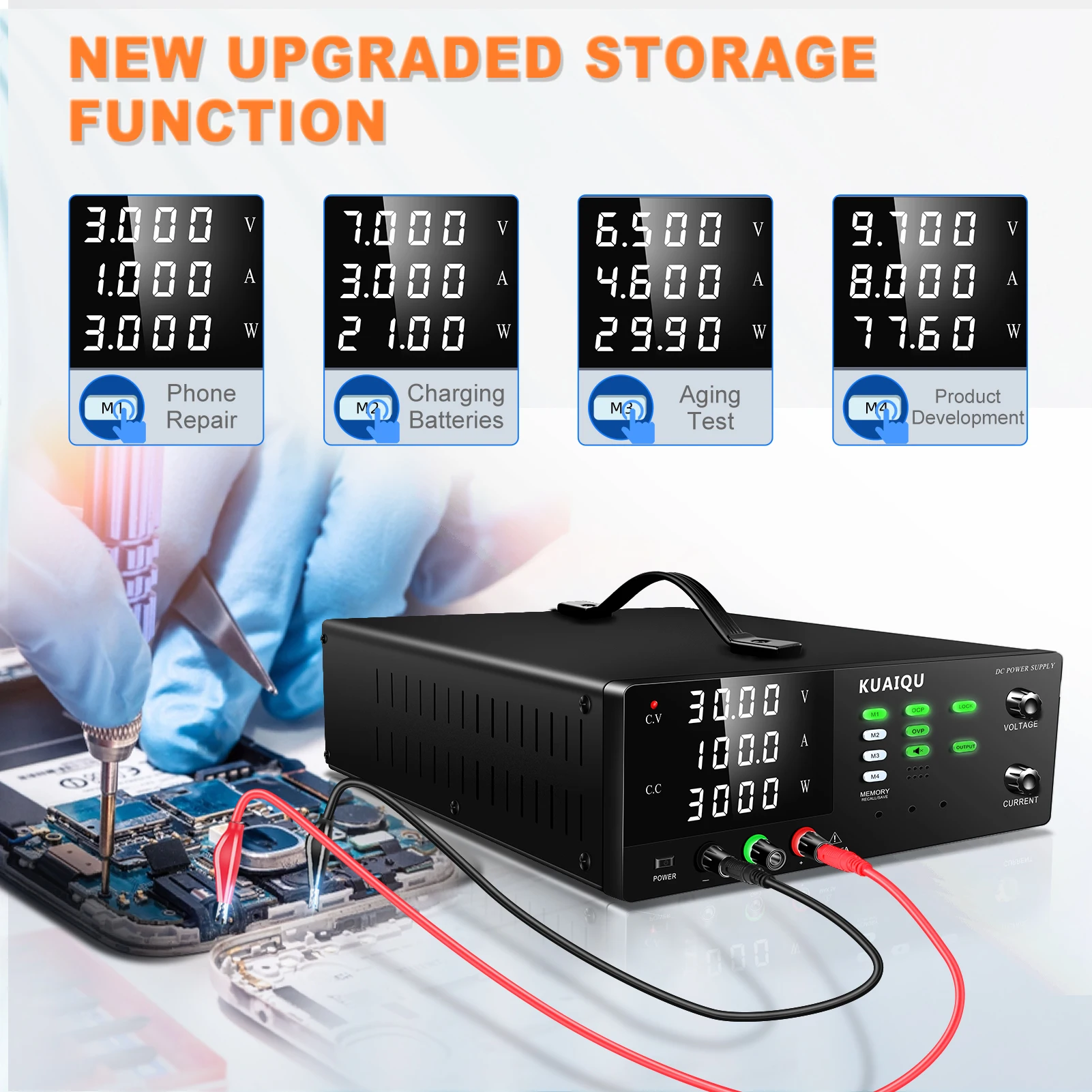 3000W Lab แหล่งจ่ายไฟ 300V 200V 100A 60A 50A Bench แหล่งจ่ายไฟ Overcurrent ป้องกันนาฬิกาปลุก OVP เอาต์พุตสวิทช์ควบคุมซอฟต์แวร์
