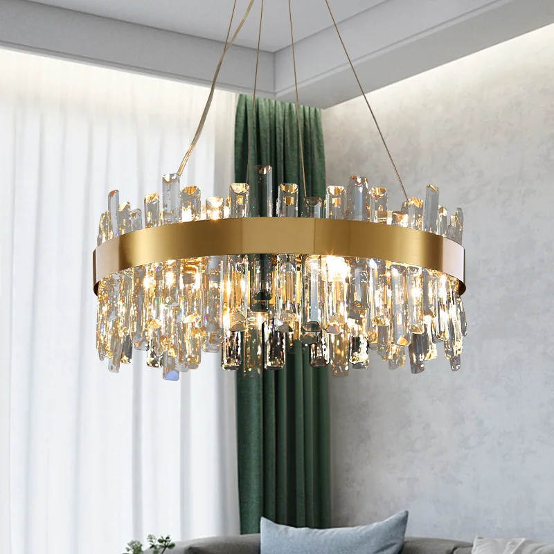 

FKL Modern Light Luxury Crystal Chandelier Simple Atmosphere Villa Round Bedroom Dining room Lamp Living Room Chandelier