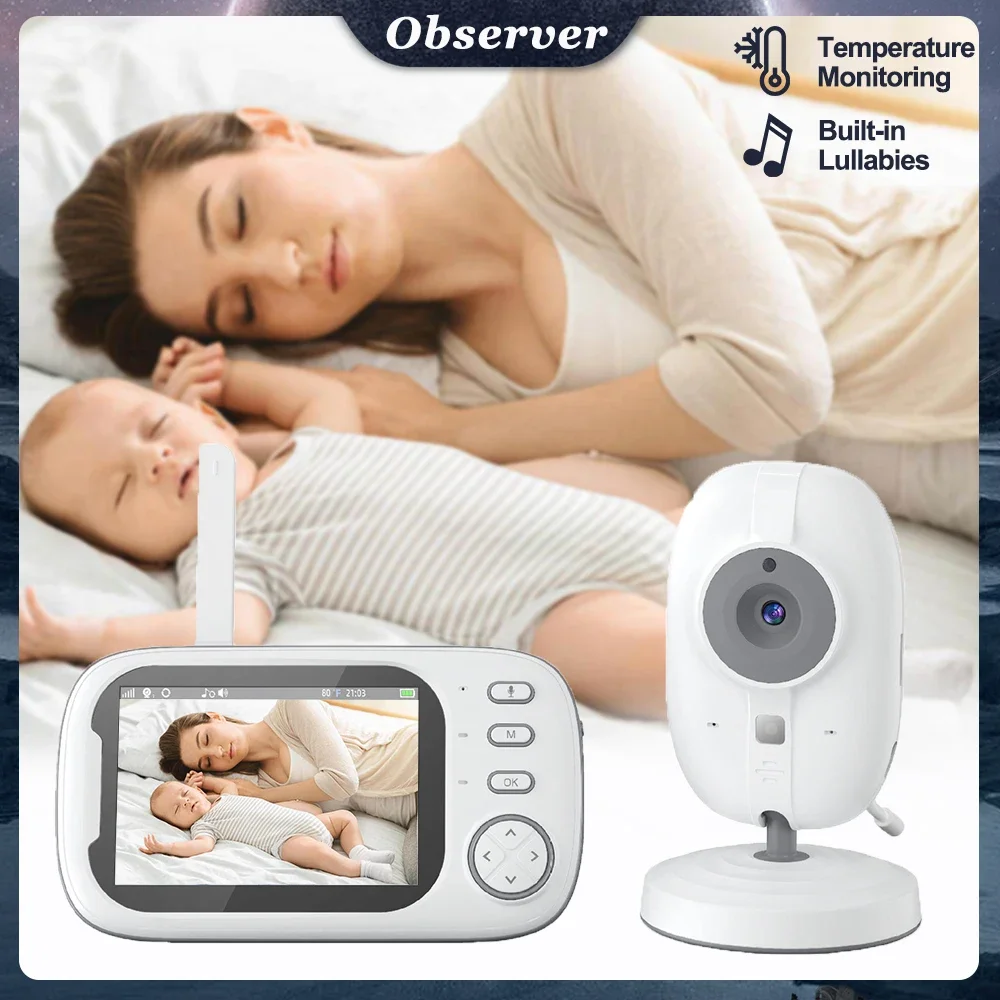 

3.5 Inch Wireless Video Color Baby Monitor High Resolution Baby Nanny Security Camera Temperature Monitoring Night Vision AMB600