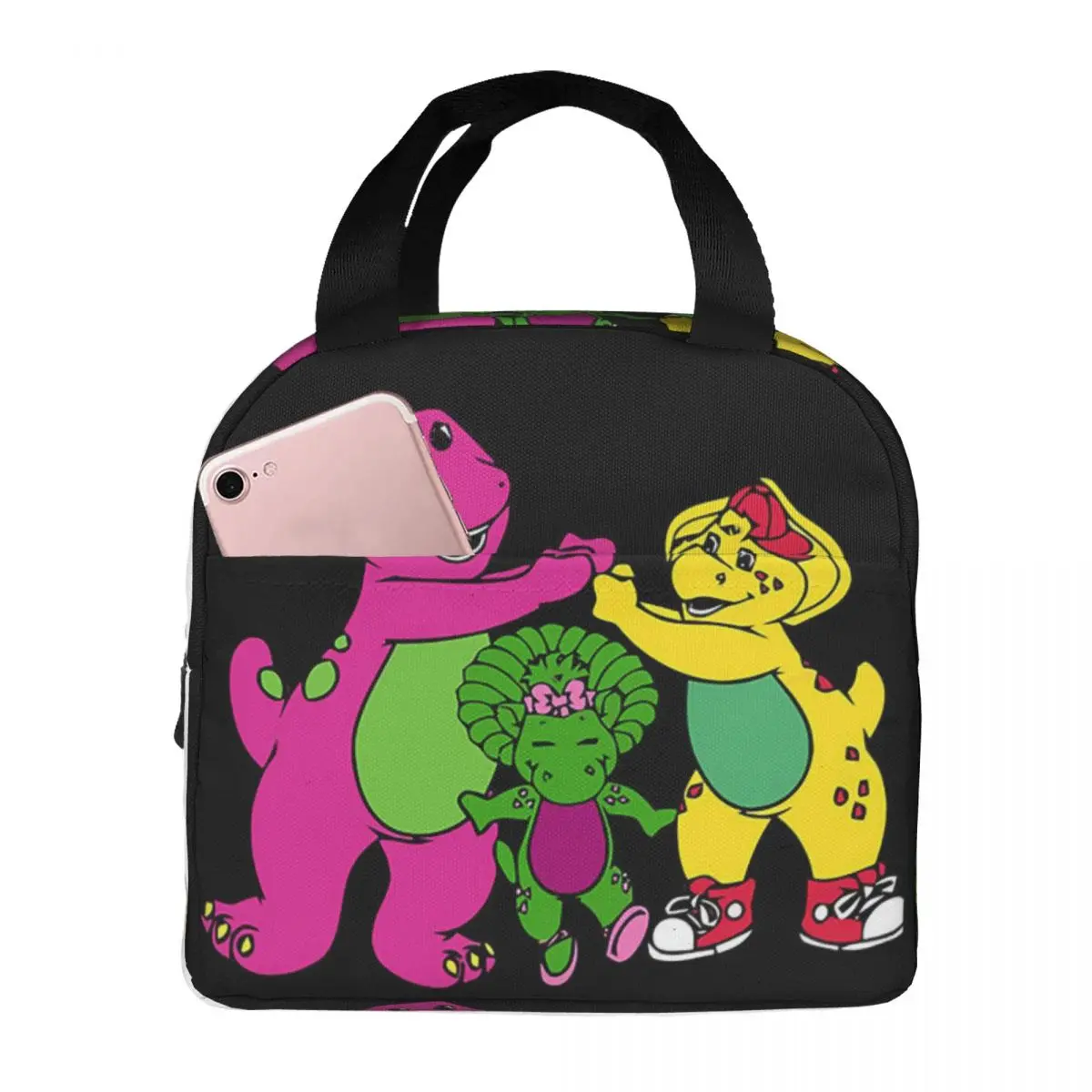 Barney And Friends Lunch Bags Insulated Bento Box Waterproof Lunch Tote Resuable Picnic Bags for Woman Kids School