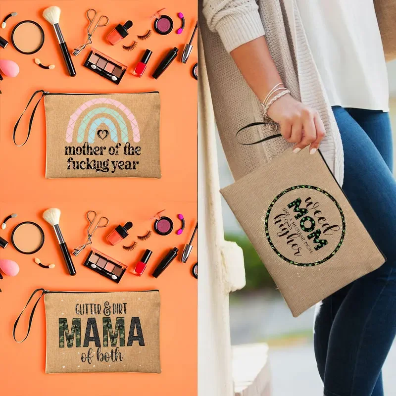 

MAMA Thanksgiving Christmas Gift for Mom Fashion Women Zipper Pouch Cosmetic Makeup Bag Blessed Mama Organizer Bags