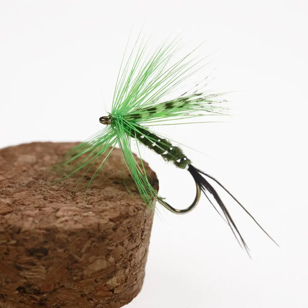 Wifreo 10PCS 10# Silver Rib Body Chartreuse Green Mayfly for Trout Fishing