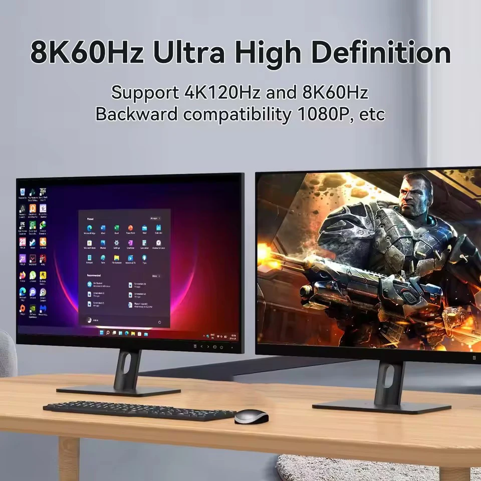 8K HDMI DP KVM Switch 2 in 2 Out 8K@60Hz 4K@120Hz DisplayPort for 2 Computers / Laptop PC Share 2 Monitors and 4 USB 3.0 Device