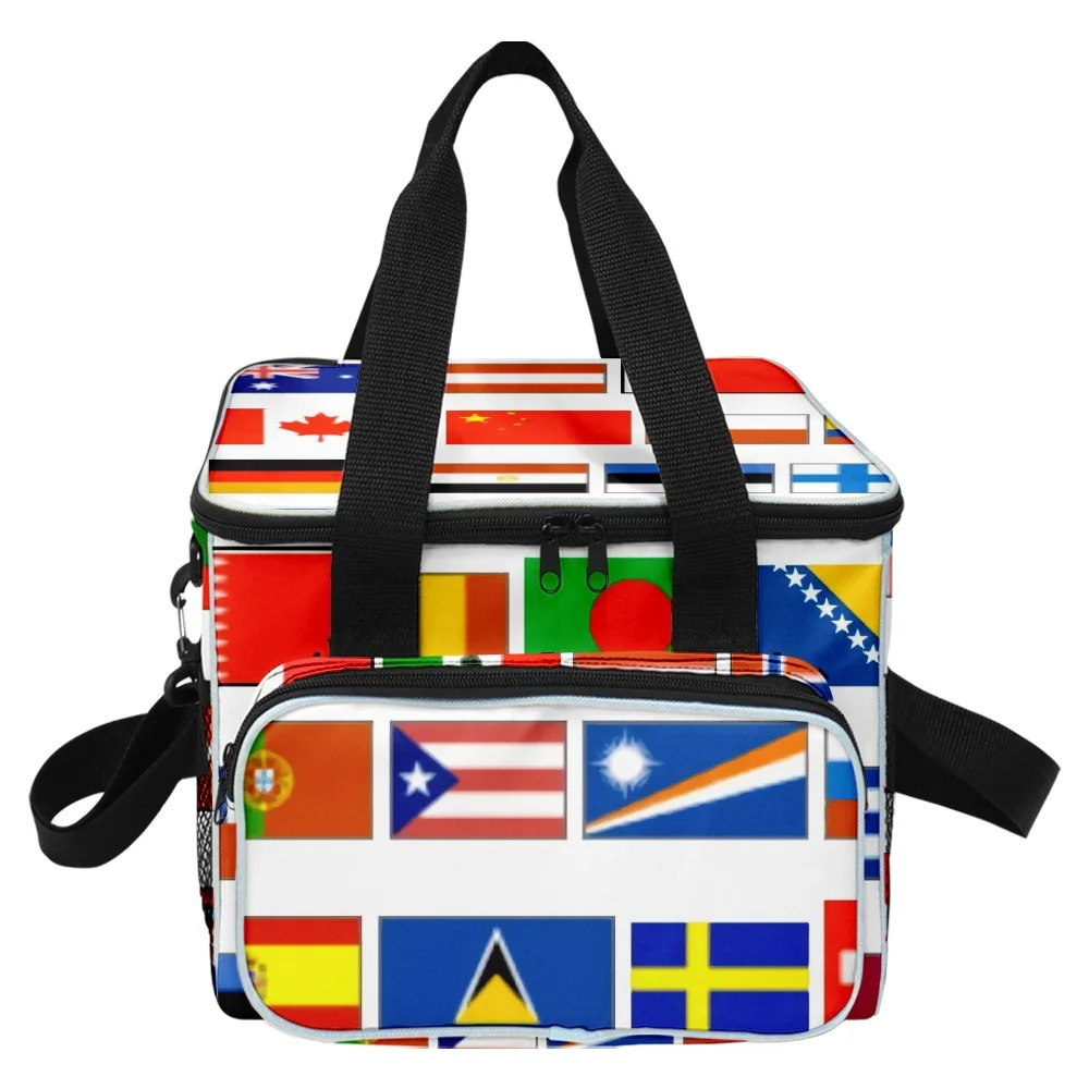 

Hip Hop Popular Trendy Novelty national flag 3D Printed Larger Crossbody Lunch Bag Thermal insulation Food Handbags Ice Bags