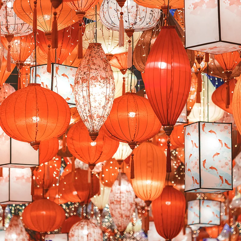 Chinese Silk Lantern Traditional Japanese Vietnam Lantern Balcony Outdoor Party Spring Festival New Year Hanging Lanterns