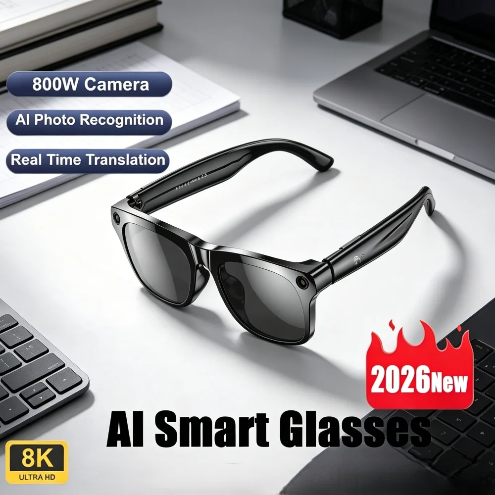 

8K HD AI Smart Glasses with Built-in Camera, Bluetooth Calling and Voice Assistant Control, Designed for Men