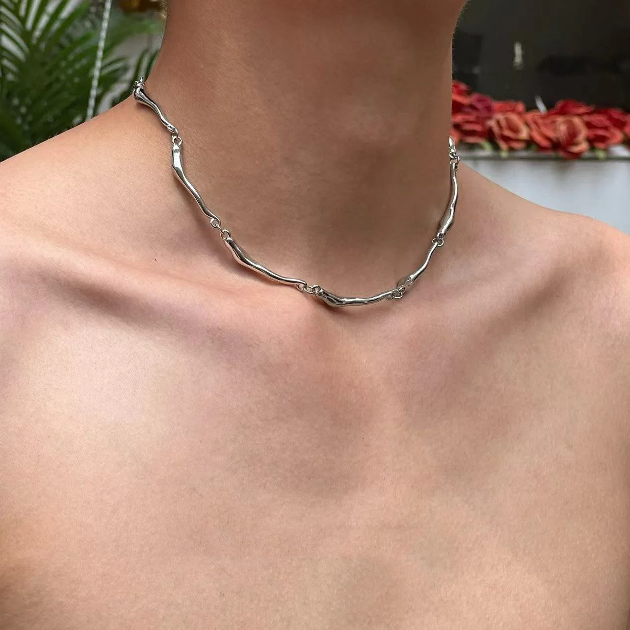 New Irregular Wave Shape Chain Men Necklace Advanced Sense Stainless Steel Figaro Cuban Chain Necklace For Men Women Jewelry ﻿