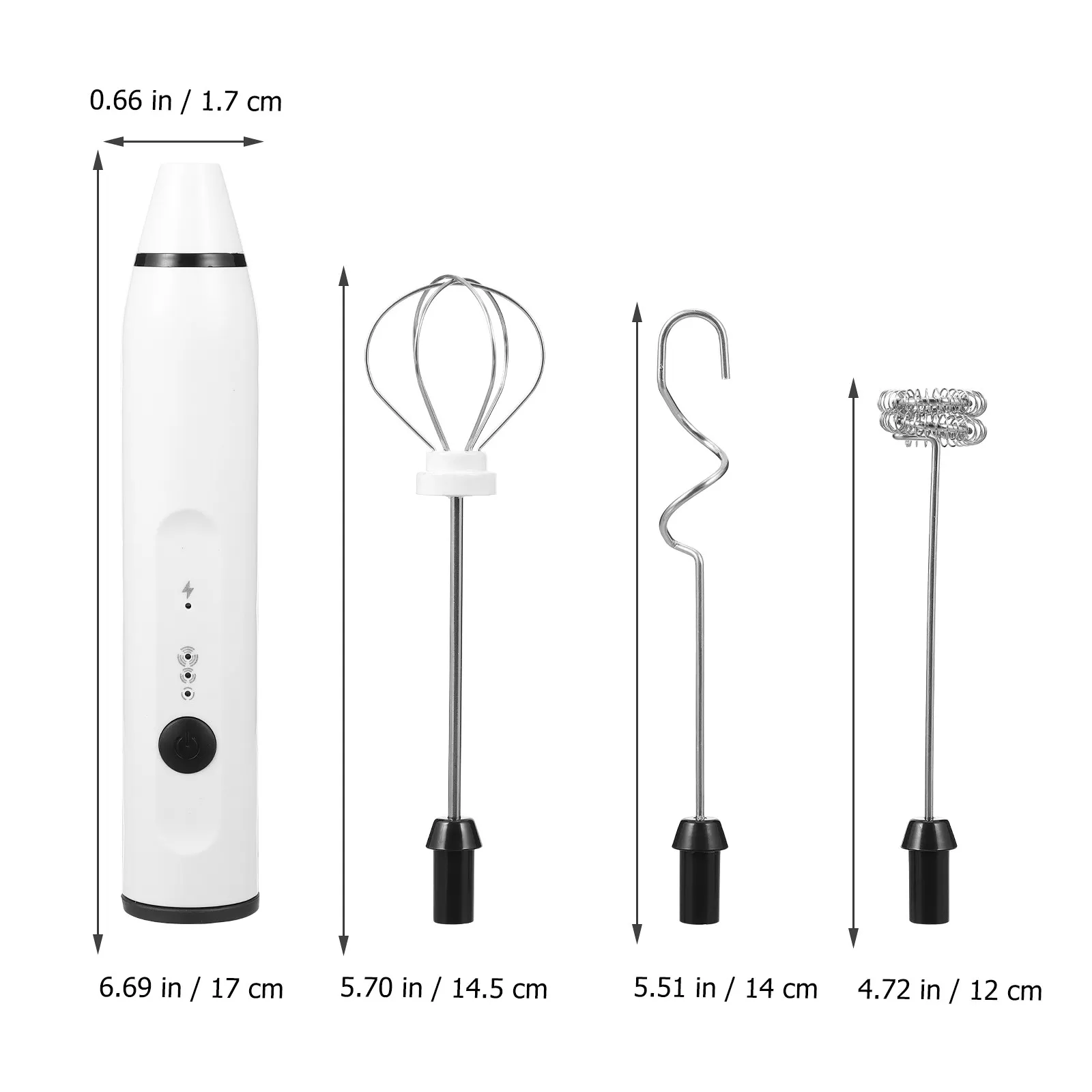 1Set Electric Milk Frother USB Stainless Steel Handheld Whisk Non-Slip Handle Multifunctional Mixer for Coffee DIY Cake Egg