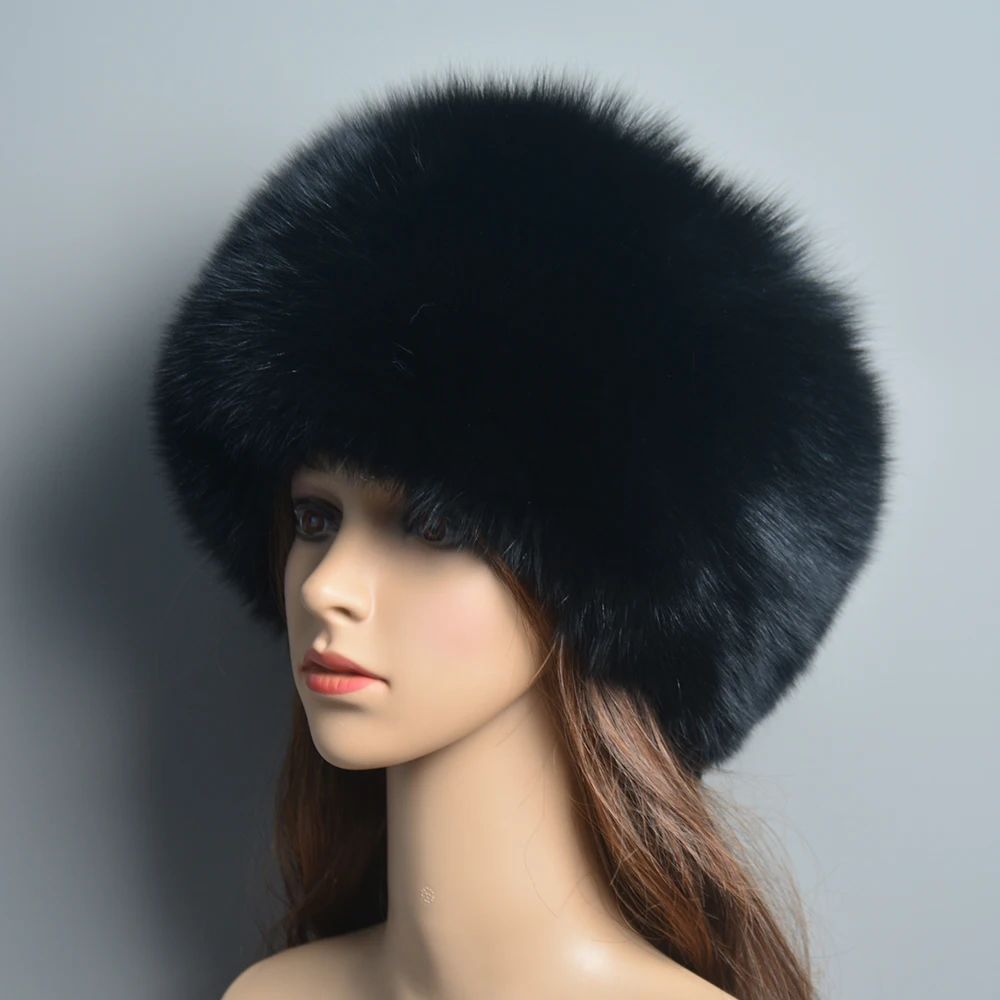 Winter Hats for Women Natural Fox Fur Beanies Real Fox Bomber Hat Fluffy Popular Russian Female Round Cap Fashion Real Fur Hats