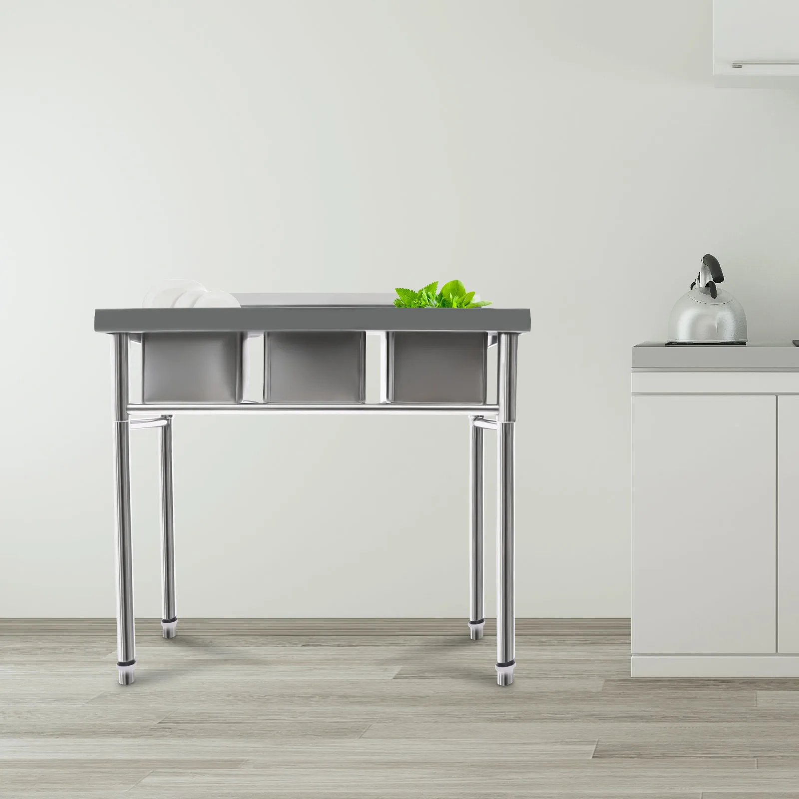 Универсальная раковина из нержавеющей стали 304 с 3 отделениями, ванна для стирки коммерческого класса, кулинарная раковина для наружного использования в помещении, гаража, ресторана