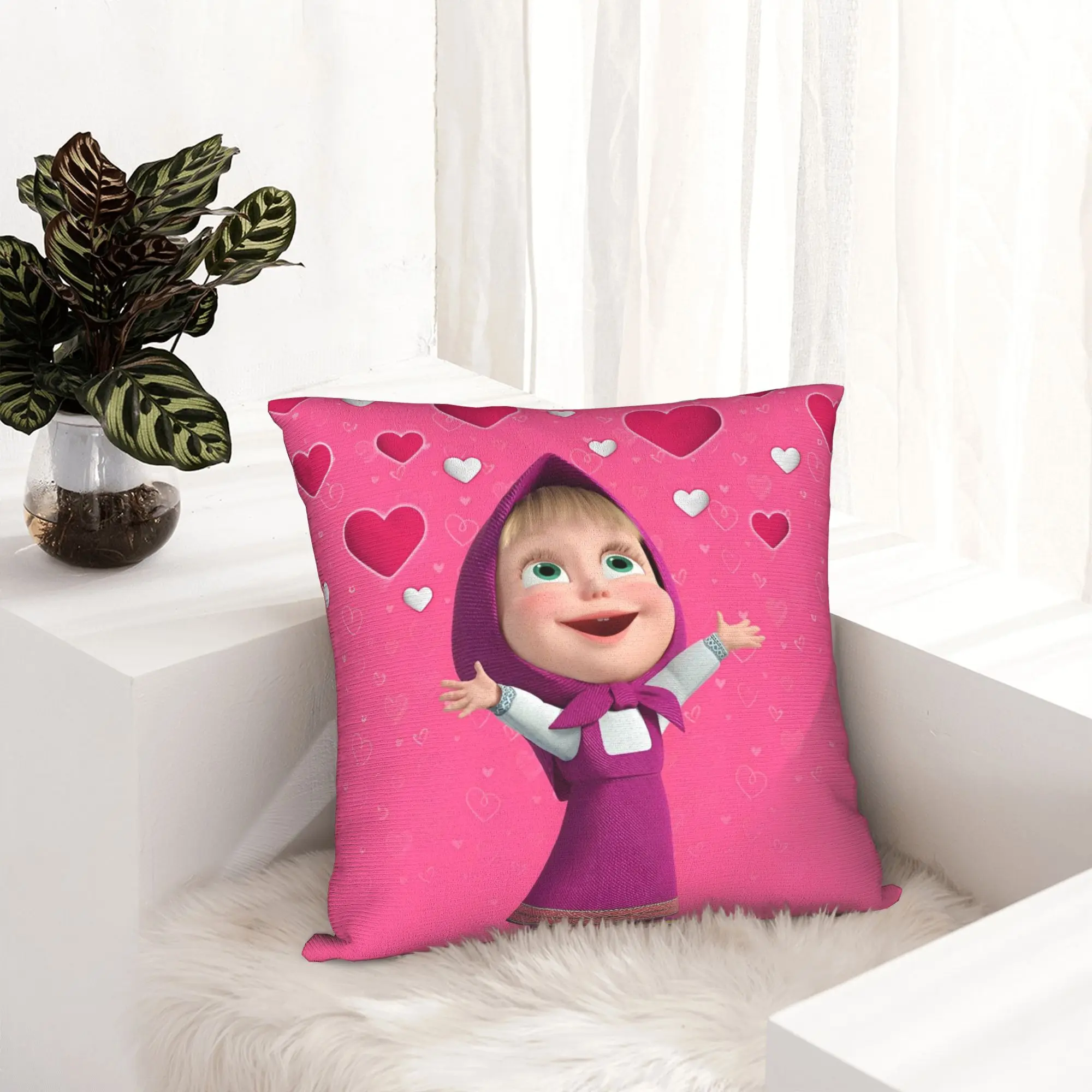 Cute Cartoon M-Masha and Bear  Pillowcase Soft Polyester Cushion Cover Decor  Throw Pillow Case Cover Home Drop Shipping 45*45cm
