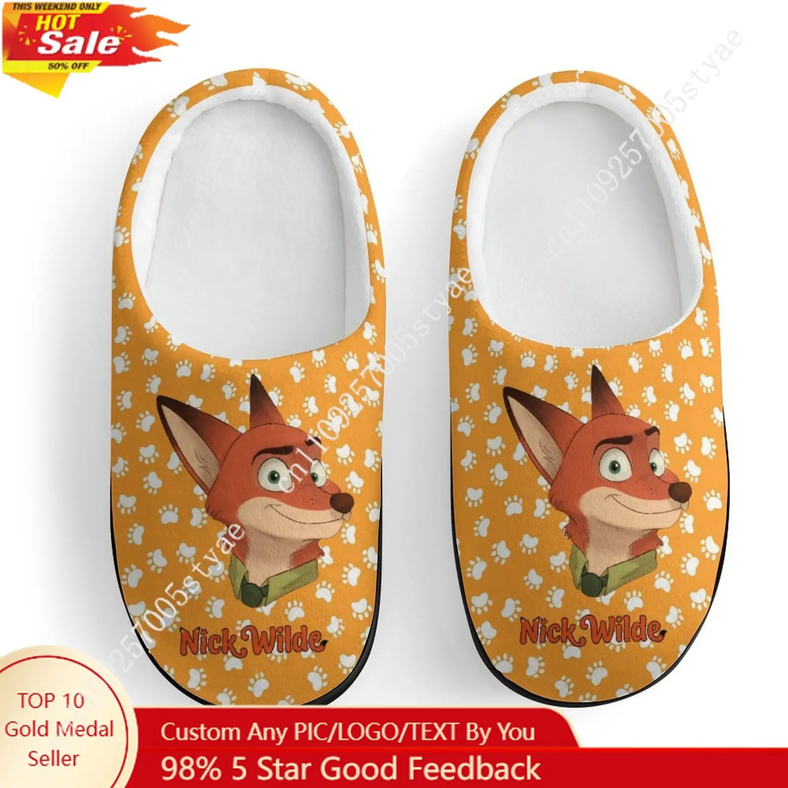 

Nick Wilde Cotton Slipper Disney Children Cute Cartoon Design Custom Made Your Own Image Boy Girl Unisex Home Shoes