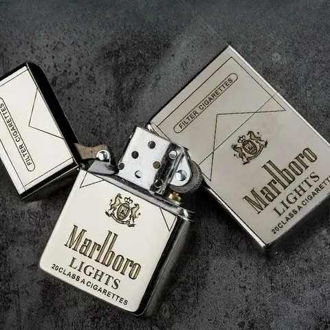 Marlboro Classic Lighter, Metal Grinding Wheel Lighter, Men's Smoking Tool, Customizable, Smoking Accessories