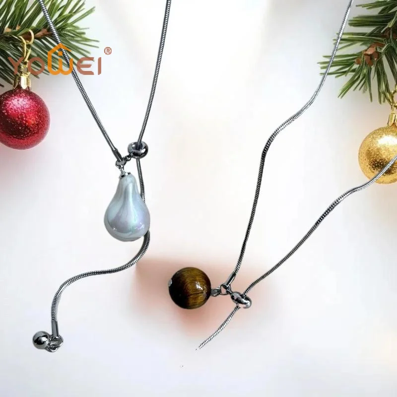 Latest Stainless Steel Pearls Long With Baroque Pearls Necklace For Women Adjustable Chain Sweater Accessories Fashion Jewelry