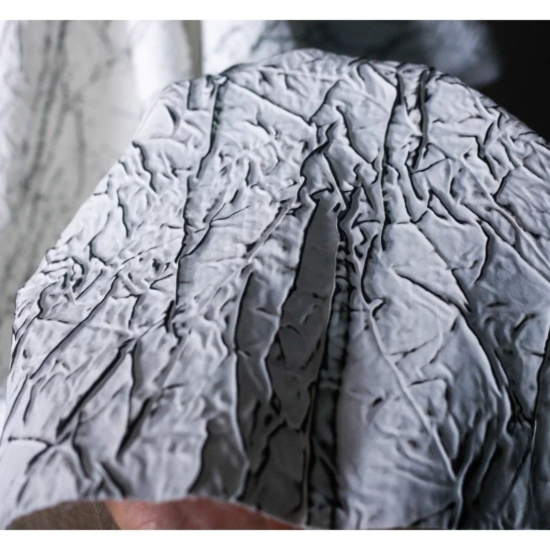 White Black Line  Cracked Lines  Wrinkled Fabric  Creative Clothing  Outerwear  Half Skirt Bag  Handmade DIY Designer Fabric