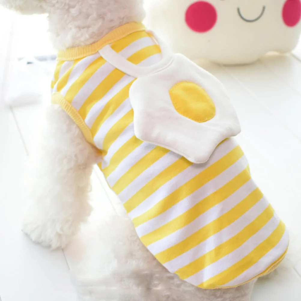 Spring Summer Pet Clothes Striped Egg Vest Dog Clothes Pet Supplies Accessories for Dog Pet Size S Yellow