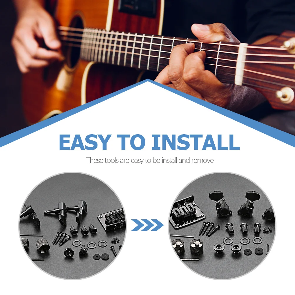 

1Set Vintage Style Guitar Bridge Kit for 3-String Guitar with Reliable Tuning Pegs Saddle Bridge and Control Knob Combo