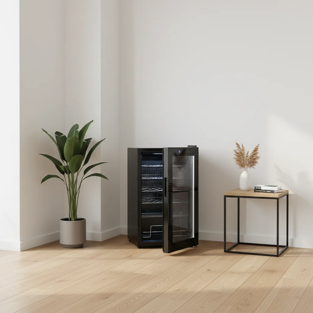 Red Wine Cooler Cabinet Refrigerator Cellar 74L 24 Bottles Wine Cooler Beverage Refrigerator Fridge