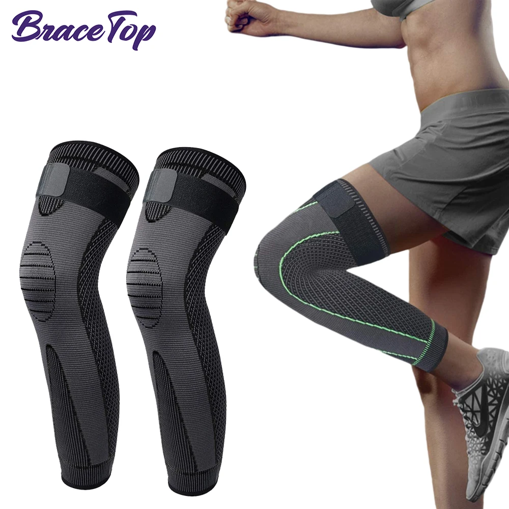 BraceTop Anti-Rutsch-Verlängerung Knieschoner Lange Beinmanschette Bandage Kompressions-Kniebandage Laufsport Wärme Elastischer Knieschutz