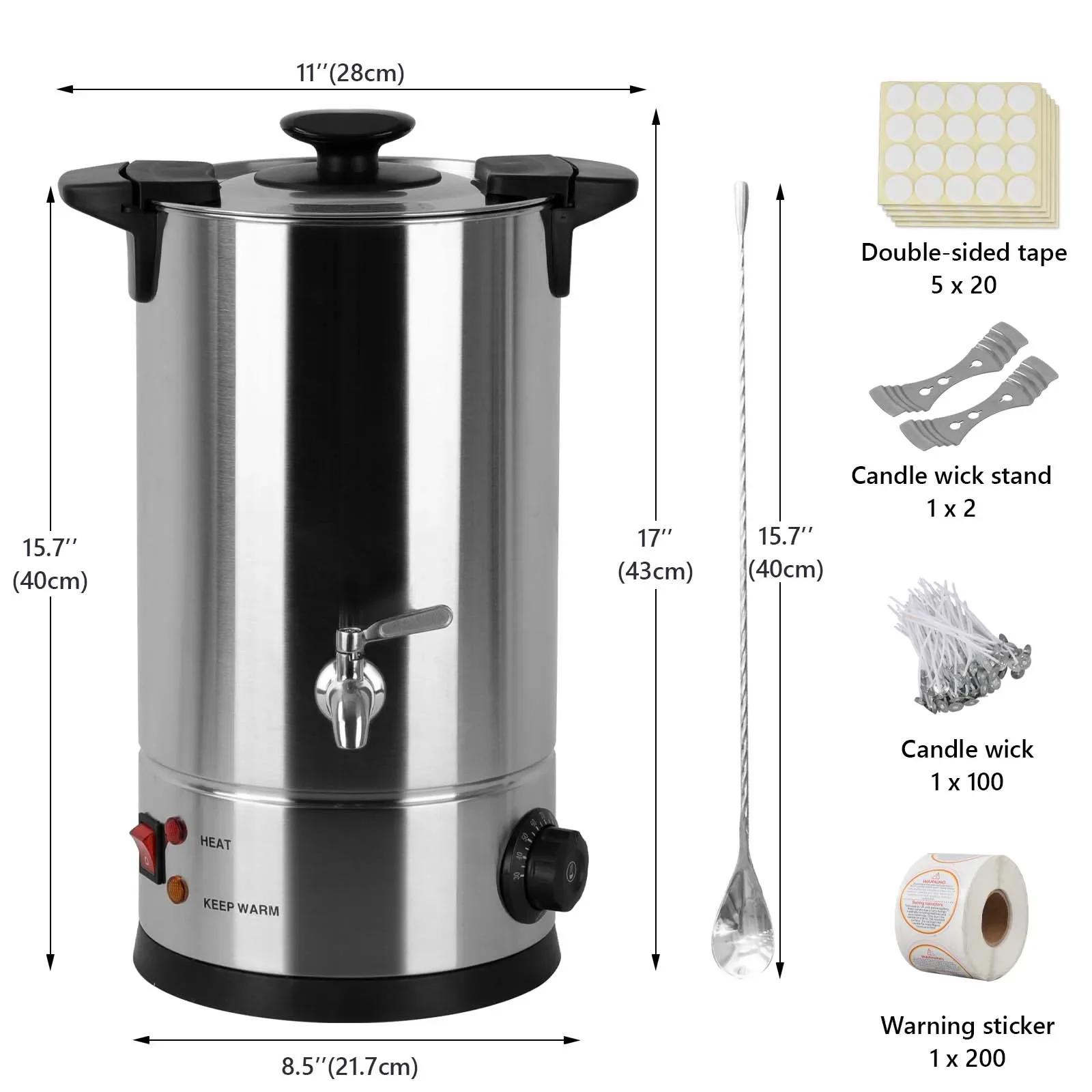 8L Electric Wax Melting Pot with Spout 30-110 ℃ Furnace Wax Melter Stainless Steel Large Melting Pot Commerical