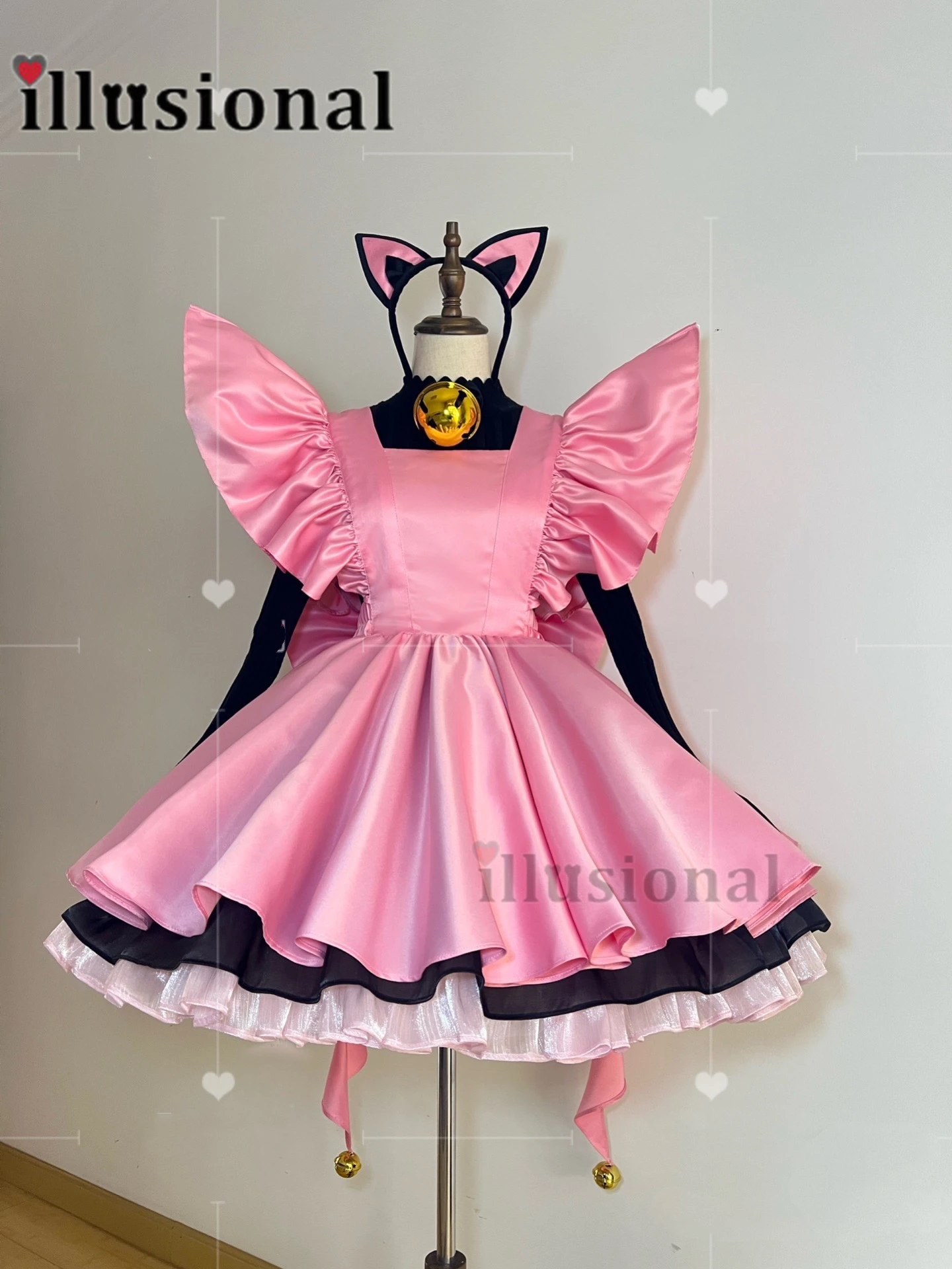 

illusional Custom size Anime Card Captor Sakura Cosplay Costume Black pink gamble suit dress female