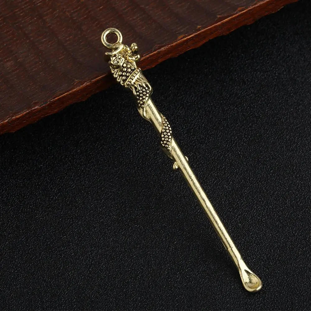 Unisex Brass Ear Pick Ear Cleaning Tool Retro Brass Dragon Ear Spoons Portable Outdoor Ear Wax Remover Keychain Pendants