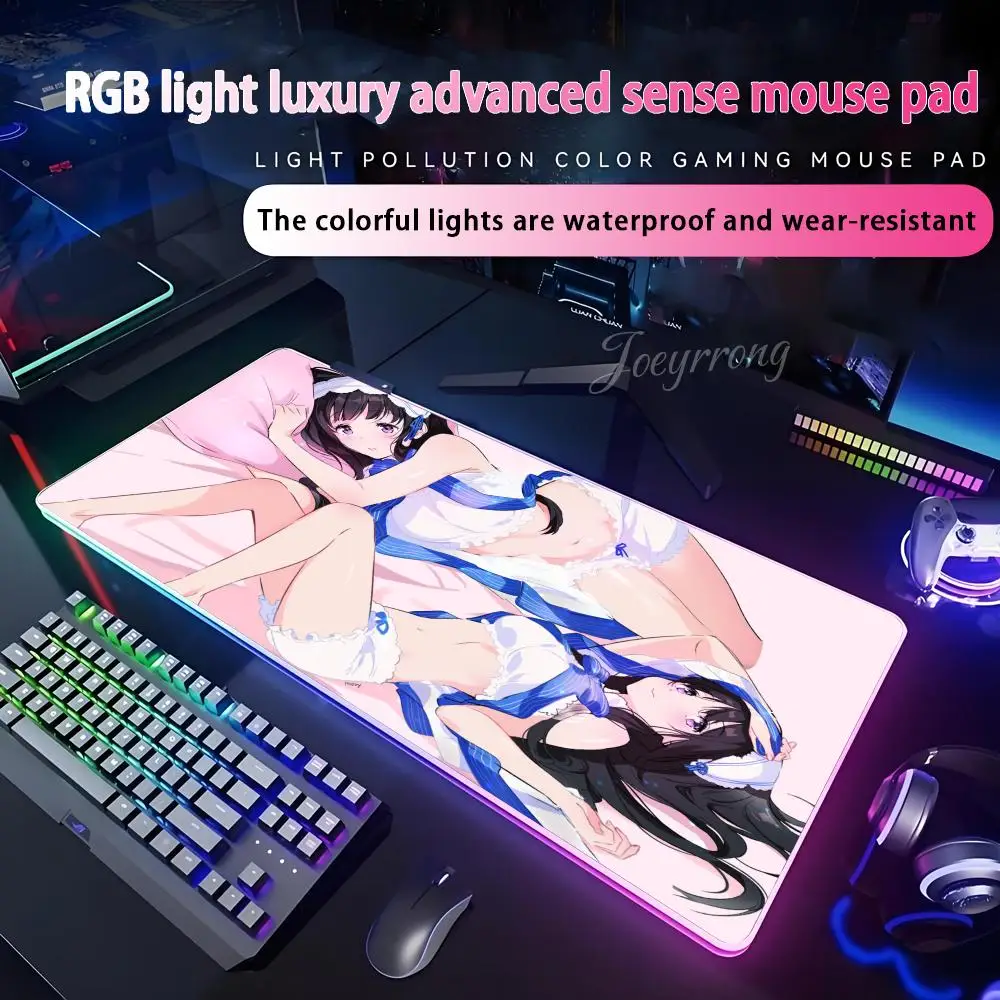 

Hyoukas сексуальный коврик для мыши Eru Chitanda RGB расширенная игровая клавиатура семь цветов светодиодные коврики большой 1000x500 мм XXL геймер