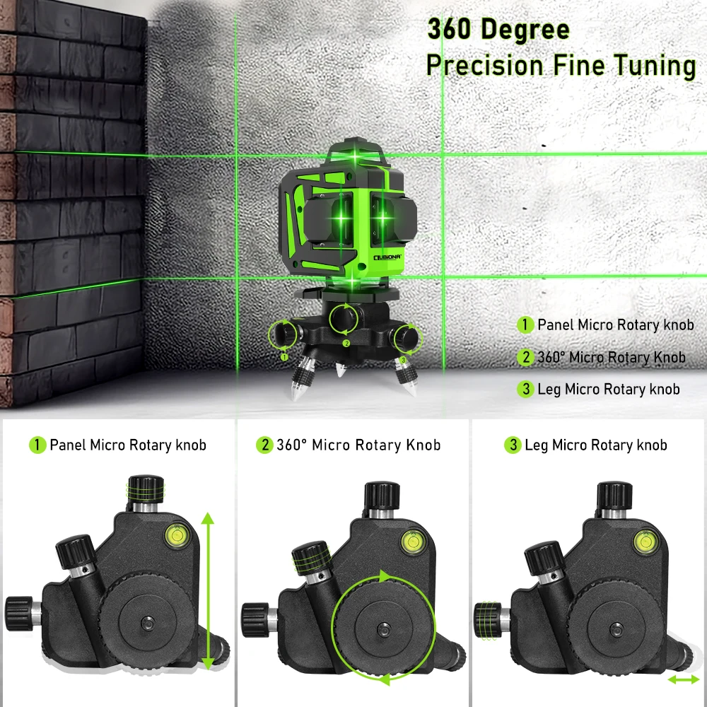 CLUBIONA Aluminum Alloy 360° Fine Tuning Holder Pivoting Base Tripod Adapter Bracket Stand for 1/4 inch Threaded Laser Levels