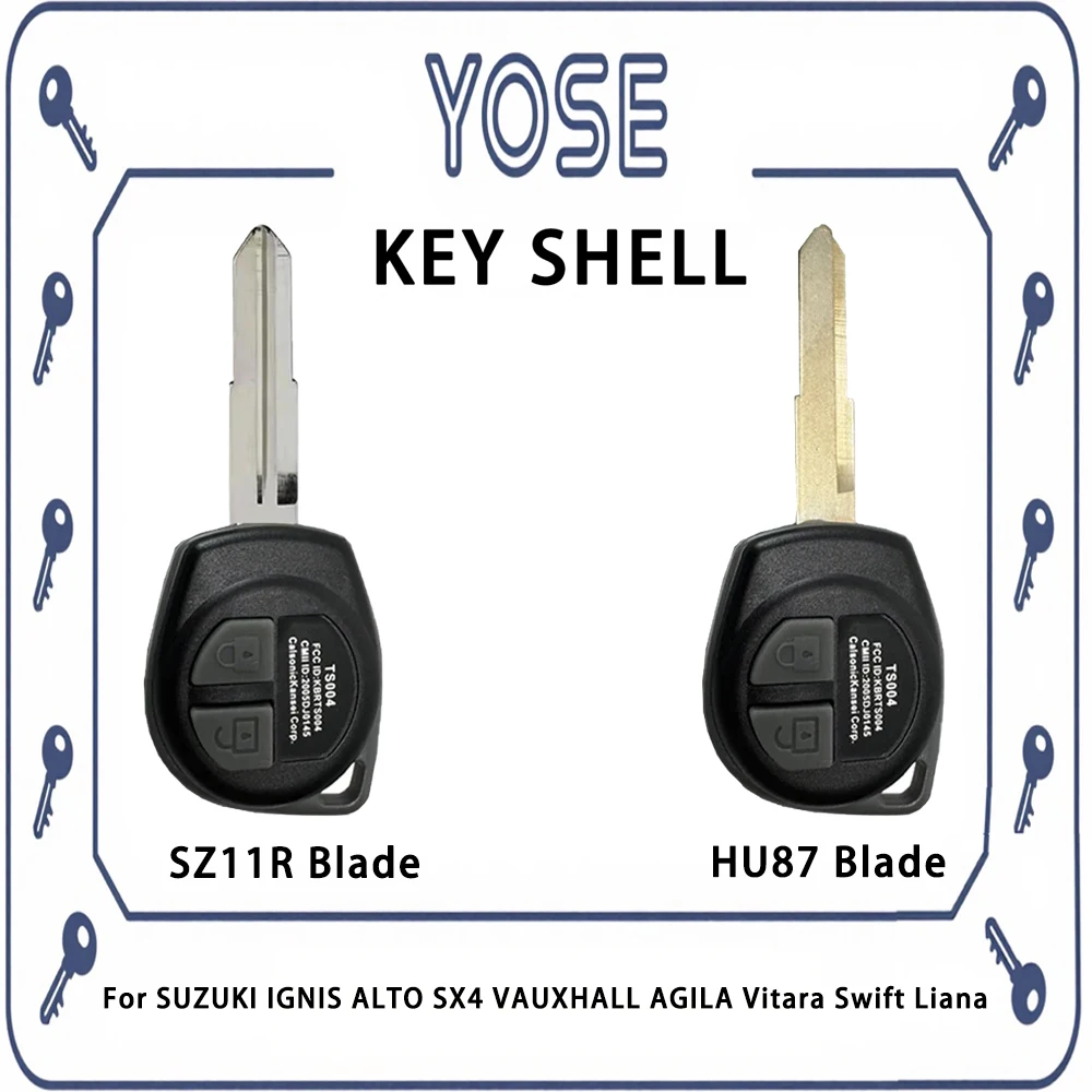YOSE 2 Buttons HU87 / SZ11R Blade Car Key Shell Case  Fit for SUZUKI IGNIS ALTO SX4 VAUXHALL AGILA Vitara Swift Liana