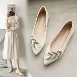 Women's Summer Footwear Flats White Shoes for Woman 2024 Flat Pointed Toe Office Moccasins Fashion Chic Point Non Slip Stylish A