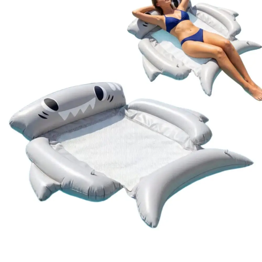 Cartoon Bear Design Inflatable Float Large Size Thickened PVC Floating Bed Foldable 4-Tube Structure Water Hammock Water Park