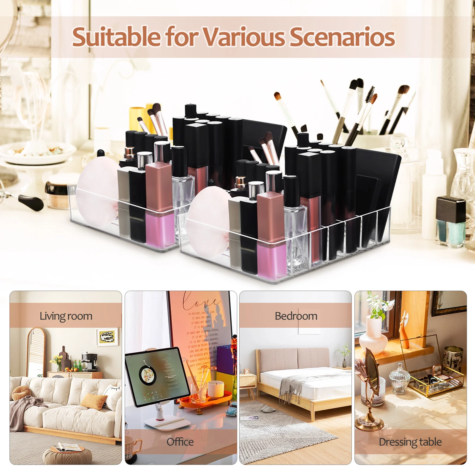

2pcs Eyeshadow Palette Storage Box Clear Makeup Organizer Transparent Case For Lipsticks Blushes Desktop Drawer Holder