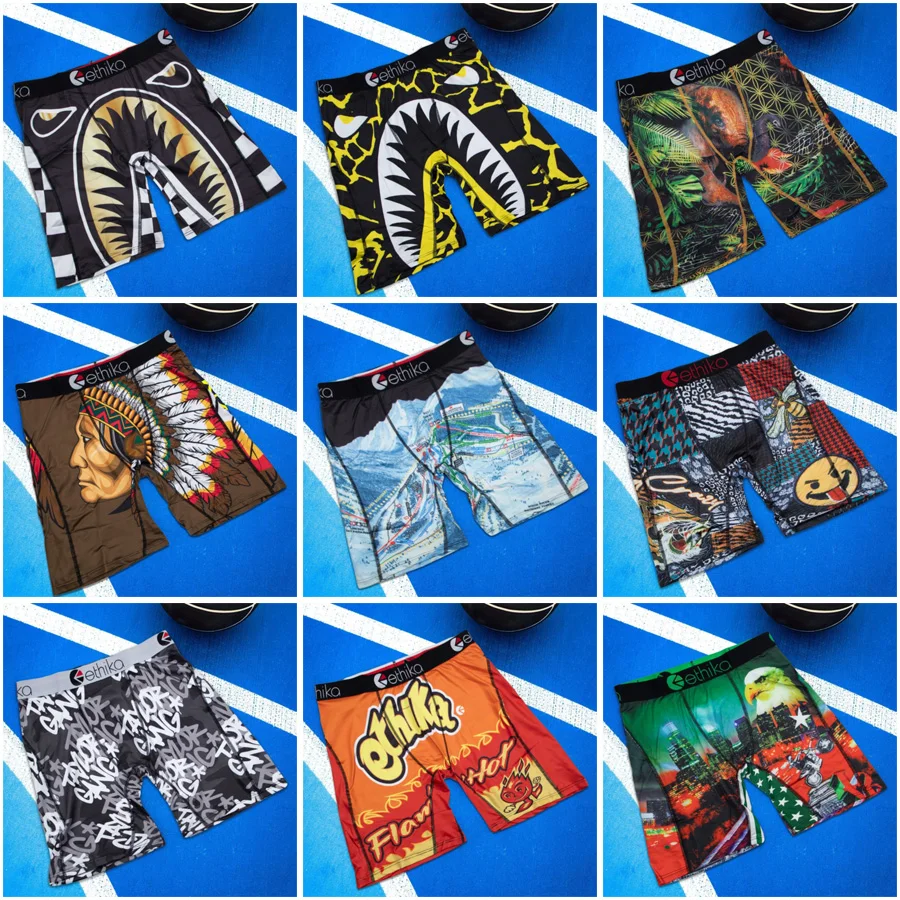 ETHIKA Men Underwear 1Pcs Breathable Mesh Crotch Mens Boxershorts Plus Size S-3XL Man Swimming Underpants Softness Men's Panties