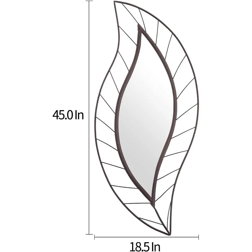 Wall Mounted Decorative Mirror, Leaf-Shape Stylish Decor Mirror for Bathroom Vanity, Living Room or Bedroom, Decorative Mirror